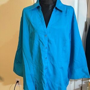 Vibrant Blue Button-Up Shirt